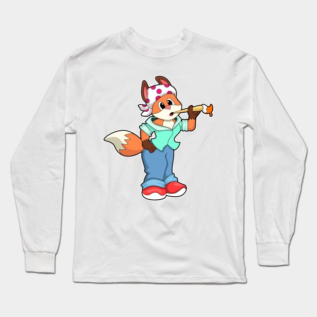 Fox as Painter with Brush & Colour Long Sleeve T-Shirt by Markus Schnabel